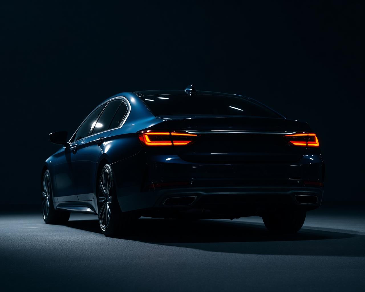 Detailed luxury sedan in studio